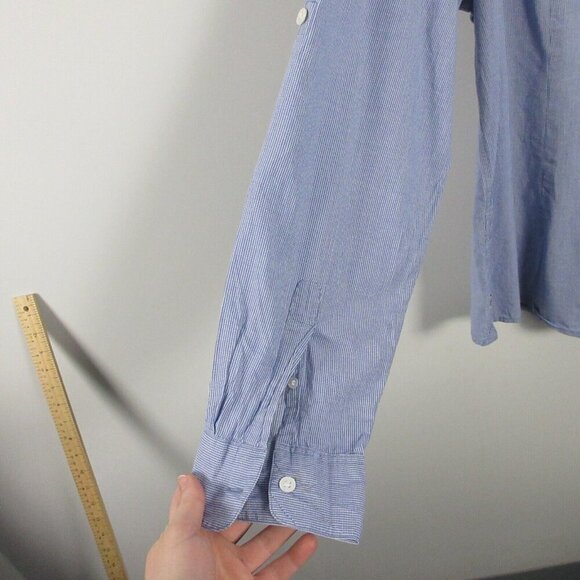 John Varvatos Button Up Shirt Men XXL Blue Micro Check Zipper Patch Pocket 194 - Picture 11 of 14